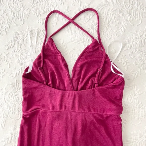 NWOT Lulus Dreamy Date Magenta Surplice Midi Dress Small - Picture 6 of 9